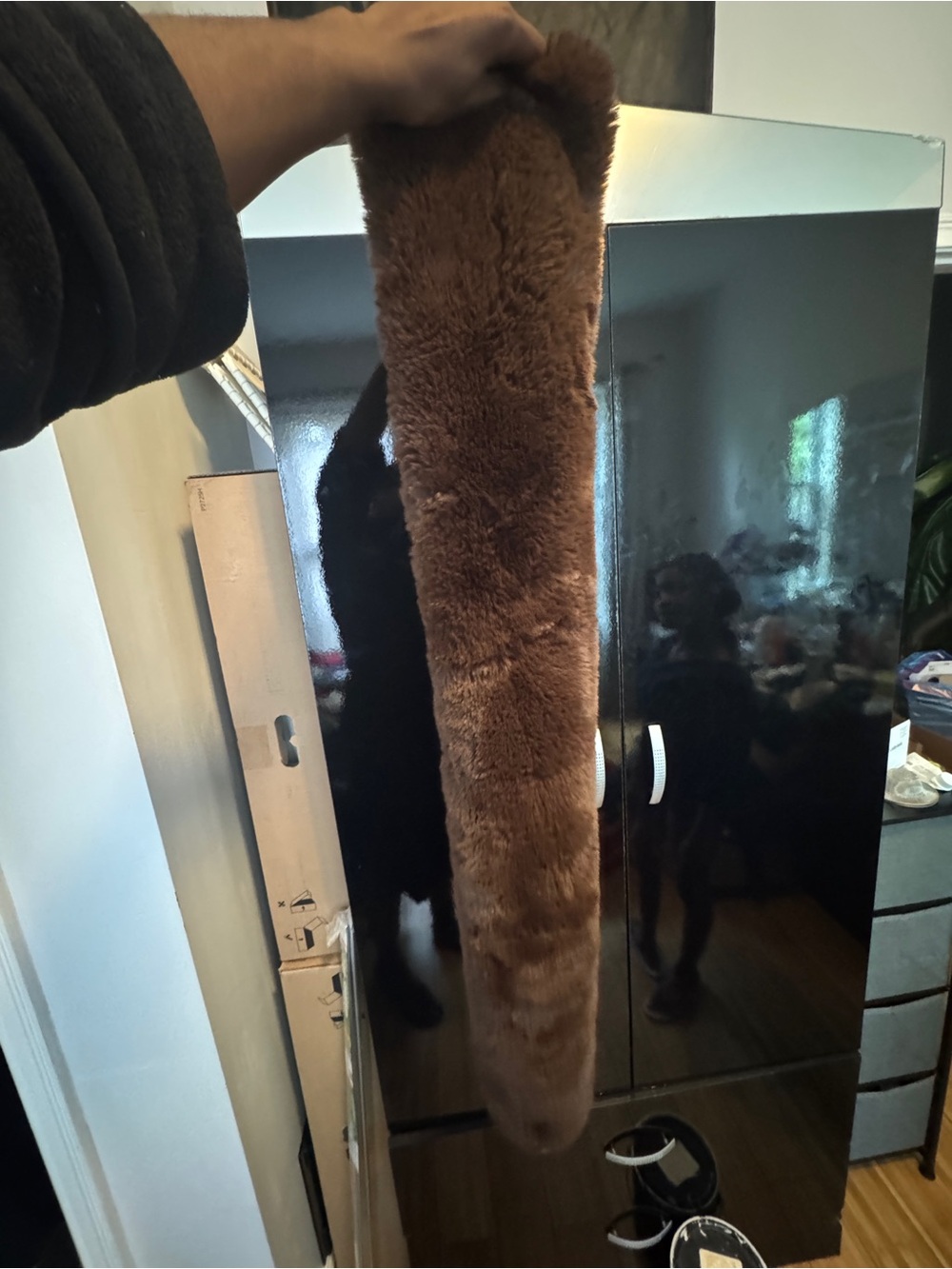 Adrienne Vittadini Brown Faux Fur Long Scarf